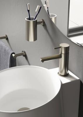 Hotbath Cobber lage wastafelmengkraan met rechte uitloop zonder waste geborsteld nikkel CB003SGN