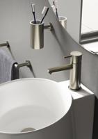 Hotbath Cobber lage wastafelmengkraan met rechte uitloop zonder waste geborsteld nikkel CB003SGN - thumbnail