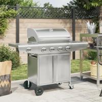 Gasbarbecue met 5 branders roestvrij staal zilverkleurig - thumbnail