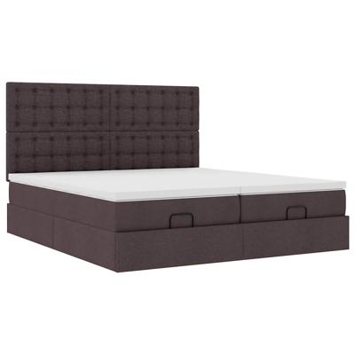 Ottoman bed met matrassen 200x200cm stof donkerbruin - thumbnail