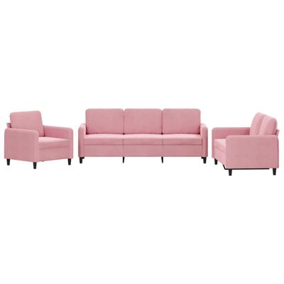 3-delige Loungeset fluweel roze