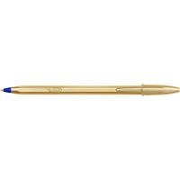 Bic balpen Cristal Medium, gouden lichaam, blauwe inkt, doos van 20 stuks - thumbnail