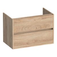 Brauer Adore Wavy - Onderkast - 80 cm - met 2 Softclose Lades Greeploos en 1 Sifon Uitsparing - Forest Wheat - thumbnail