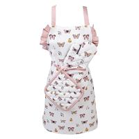 Clayre & Eef Kind Pannenlap 16x16 cm Beige Roze Katoen Vlinders - thumbnail