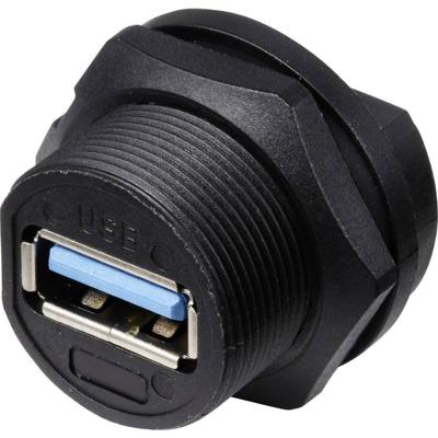 TRU COMPONENTS TC-E13T-FU3-PPF TC-13543576 USB 3.0-bus voor montage aan de achterkant op printplaten IP67 (met schroefdraad) 1 stuk(s)