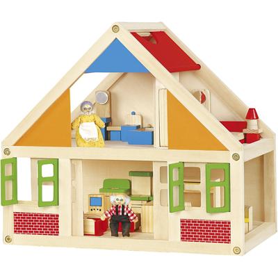 VIGA houten poppenhuis, afm 43x40x27 cm, 1 stuk VIGA houten poppenhuis, afm 43x40x27 cm, 1 stuk
