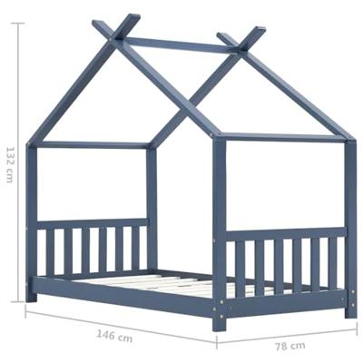 Kinderbedframe massief grenenhout grijs 70x140 cm Kinderbedframe massief grenenhout grijs 70x140 cm