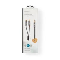 Nedis CATB22250GY02 Stereo-audiokabel 3,5 Mm Male 2x Rca Female Verguld 0.20 M Rond Grijs / Gunmetal Cover Window Box - thumbnail