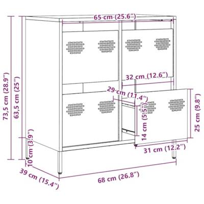 Dressoir 68x39x73,5 cm koudgewalst staal roze