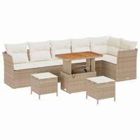 Tuinbankenset 9 pcs Beige poly rattan - thumbnail