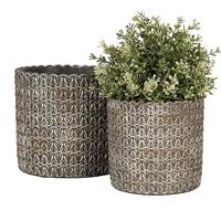 Clayre & Eef Bloempot Binnen Ø 18x17 cm Grijs Steen Plantenpot - thumbnail