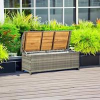 Tuinopbergbank 120 cm poly rattan grijs - thumbnail
