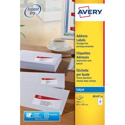 Etiket avery j8163-10 99.1x38.1mm wit 140st | 10 stuks Etiket avery j8163-10 99.1x38.1mm wit 140st | 10 stuks