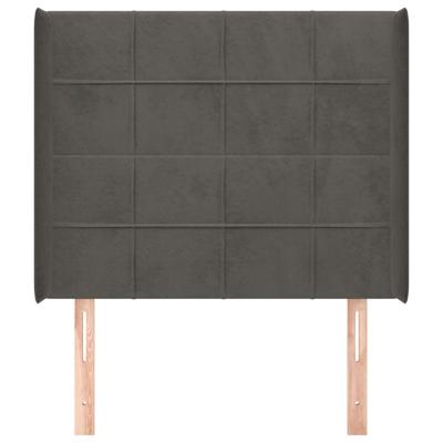 Hoofdbord met randen 103x16x118/128 cm fluweel donkergrijs - thumbnail