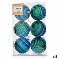 Set kerstballen Ø 8 cm Blauw Groen PVC (12 Stuks) - thumbnail