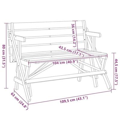 Picknicktafel met banken 2-in-1 ombouwbaar massief vurenhout