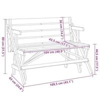 Picknicktafel met banken 2-in-1 ombouwbaar massief vurenhout - thumbnail