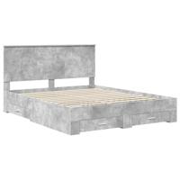 Bedframe met hoofdeinde Beton Grijs 160 x 200 cm Bewerkt hout - thumbnail