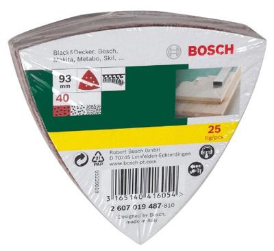 Bosch Accessories 25-teiliges Schleifblatt-Set für Deltaschleifer, Körnung 40 2607019487 Schuurblad Met klittenband, Geperforeerd Korrelgrootte (num) 40