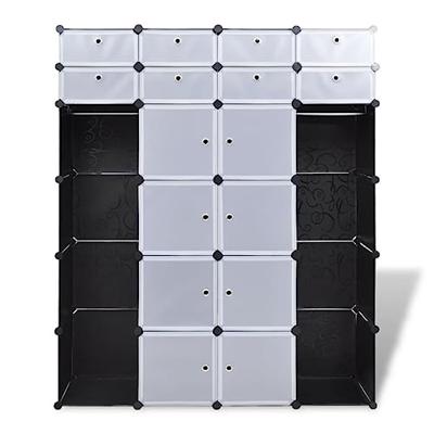 VidaXL Kast modulair met 18 vakken 37x146x180,5 cm zwart en wit
