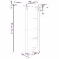Schuifdeur met beslag ORKDAL massief hout en glas wit - thumbnail