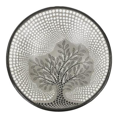 Zwarte Terracotta Schaal 'Tree of Life' Stippen - Sarana Zwarte Terracotta Schaal 'Tree of Life' Stippen - Sarana