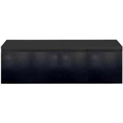 Frozen 3D Badmeubelset 140 cm - Greeplijst in Kleur - Wastafel Onderkast met Bovenblad Zwart Mat