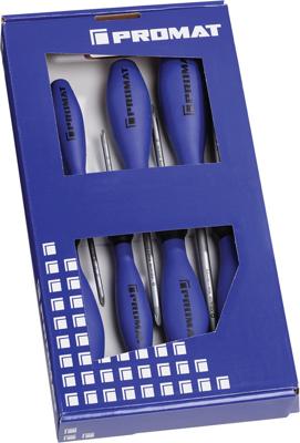Promat/Tecwerk Schroevendraaierset | 7-delig sleuf / PH / PZD | 3-componentengreep | ronde kling - 4000827129