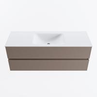 MONDIAZ VICA 130cm badmeubel onderkast Smoke 2 lades. Wastafel CLOUD midden zonder kraangat, kleur Talc. - thumbnail
