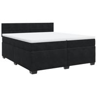 Boxspring met matras fluweel zwart 160x200 cm - thumbnail