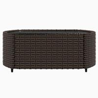 3-delige Loungeset met kussens poly rattan bruin - thumbnail