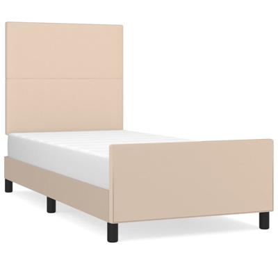 Bedframe met hoofdbord kunstleer cappuccinokleurig 100x200 cm Bedframe met hoofdbord kunstleer cappuccinokleurig 100x200 cm