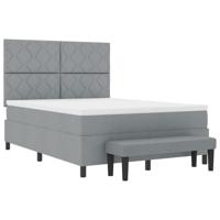 Boxspringbed met Matras & Bank Lichtgrijs 140x200 cm Stof - thumbnail