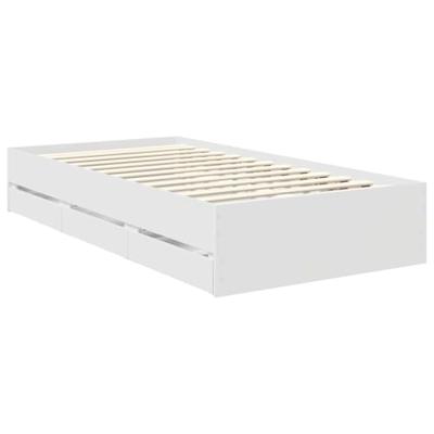 Bedframe met hoofdeinde Wit 100 x 200 cm Geconstrueerd hout