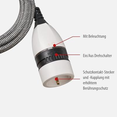 Brennenstuhl 1161830020 Stroom Verlengkabel Wit, Zwart 5.00 m H05VV 3G 1,5 mm²