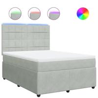 Boxspring met matras fluweel lichtgrijs 160x200 cm - thumbnail