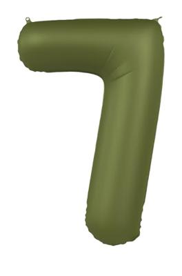 Folieballon Cijfer 7 Olijfgroen Mat (86cm)