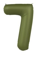 Folieballon Cijfer 7 Olijfgroen Mat (86cm) - thumbnail