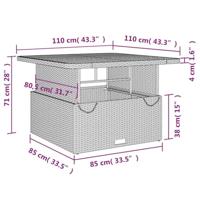 Tuintafel 110x110x71 cm poly rattan en massief acaciahout zwart - thumbnail