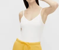 Dames hemd - spaghetti bandjes - Irene - Katoenen onderhemd met smalle bandjes - Wit - Zwart - thumbnail