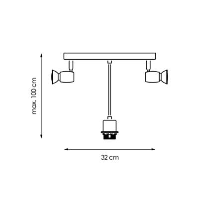 OYA 32 PENDEL MET LED SPOT 2L MAT STAAL