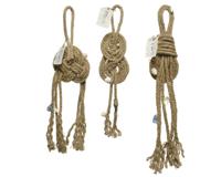 Knoop jute touw met schelp 3x10x50cm - thumbnail