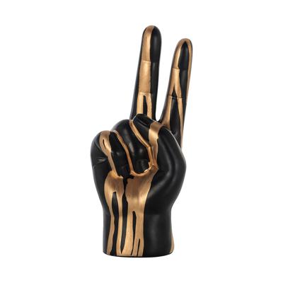 Richmond Decoratie 'Hand' Peace, kleur Zwart/Goud