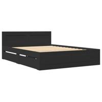 Bedframe met hoofdeinde zonder matras 140x200 cm zwart - thumbnail