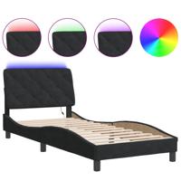 Bedframe met LED-verlichting fluweel zwart 140x190 cm - thumbnail