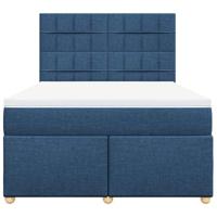 Boxspring met matras stof blauw 140x190 cm - thumbnail