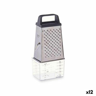Rasp met container Kinvara Transparant Zilverkleurig Roestvrij staal Polypropyleen polyestyreen 9 x 6,7 x 20,5 cm (12 Stuks)
