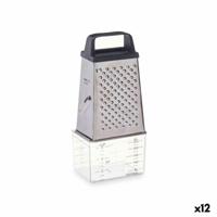 Rasp met container Kinvara Transparant Zilverkleurig Roestvrij staal Polypropyleen polyestyreen 9 x 6,7 x 20,5 cm (12 Stuks) - thumbnail