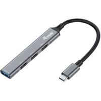 Equip 128961 128961 USB-hub 4 poorten USB-A USB 3.1 Gen1 5 GBit/s Met USB-C stekker Zwart, Grijs - thumbnail