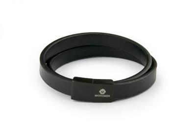Monomen Men's Black Leather Black Clasp Bracelet MM10787 Monomen Men's Black Leather Black Clasp Bracelet MM10787